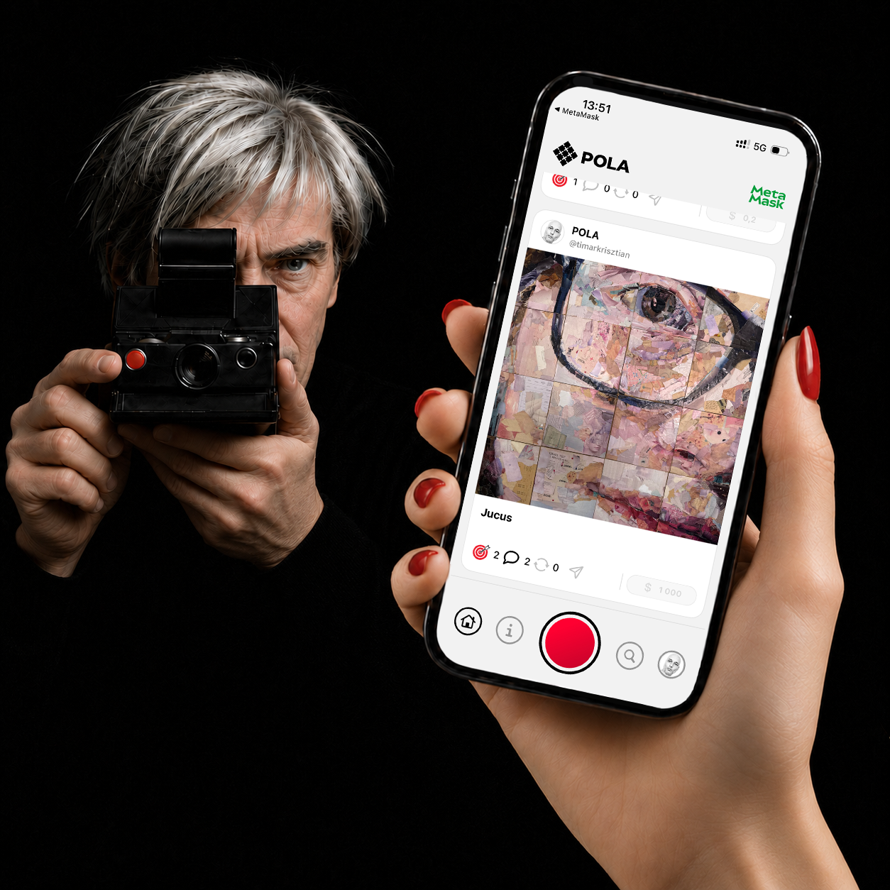 Pola app shown with an original camera-born photography concept